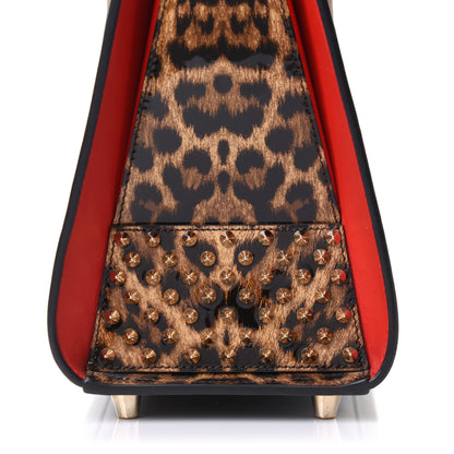 Christian Louboutin Calfskin Patent Leopard Spiked Medium Paloma Black 17 of 24