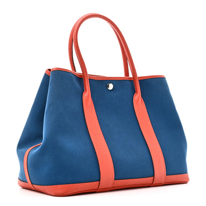 Hermes Toile Negonda Garden Party Tote 36 MM  Bleu Zanzibar Capucine 3 of 10