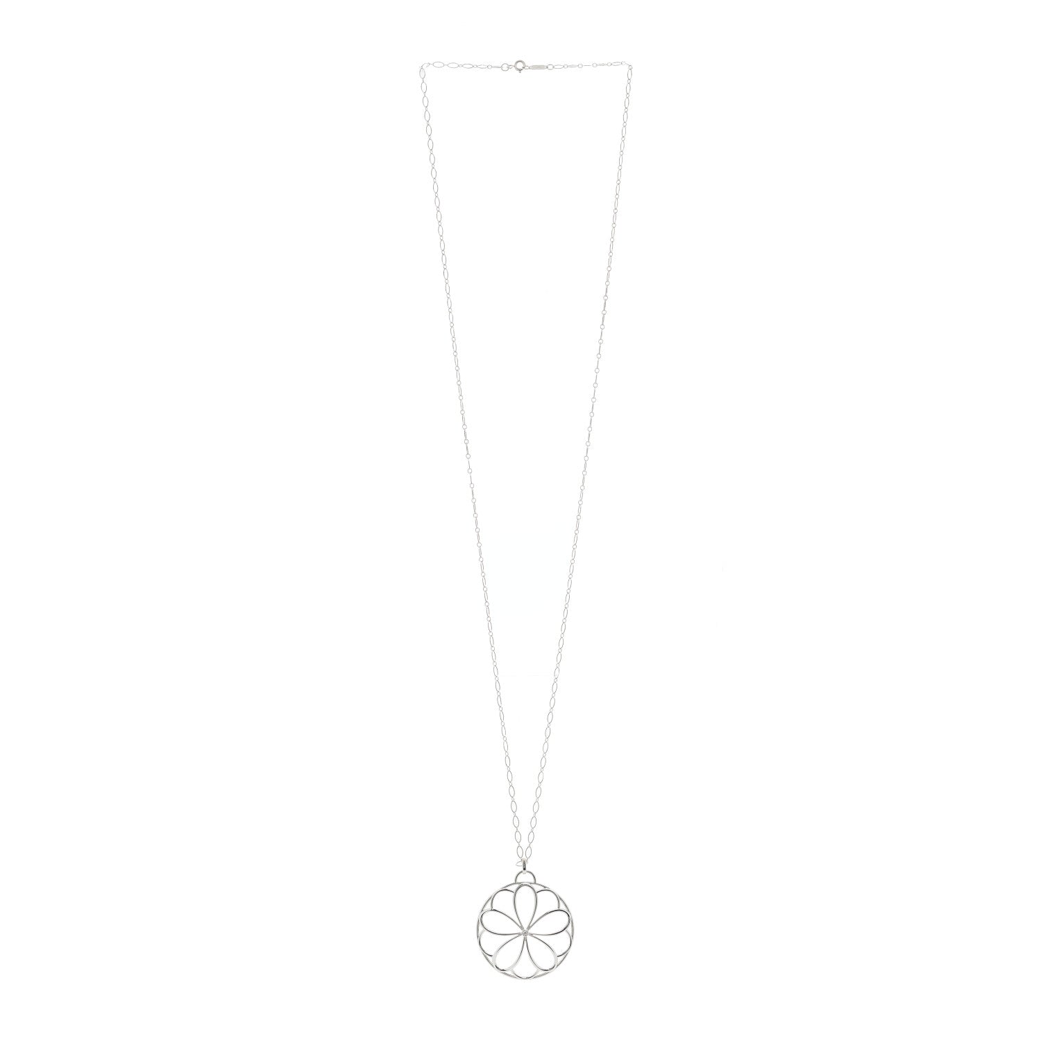 Tiffany Sterling Silver Diamond Large Garden Flower Pendant Necklace 2 of 5