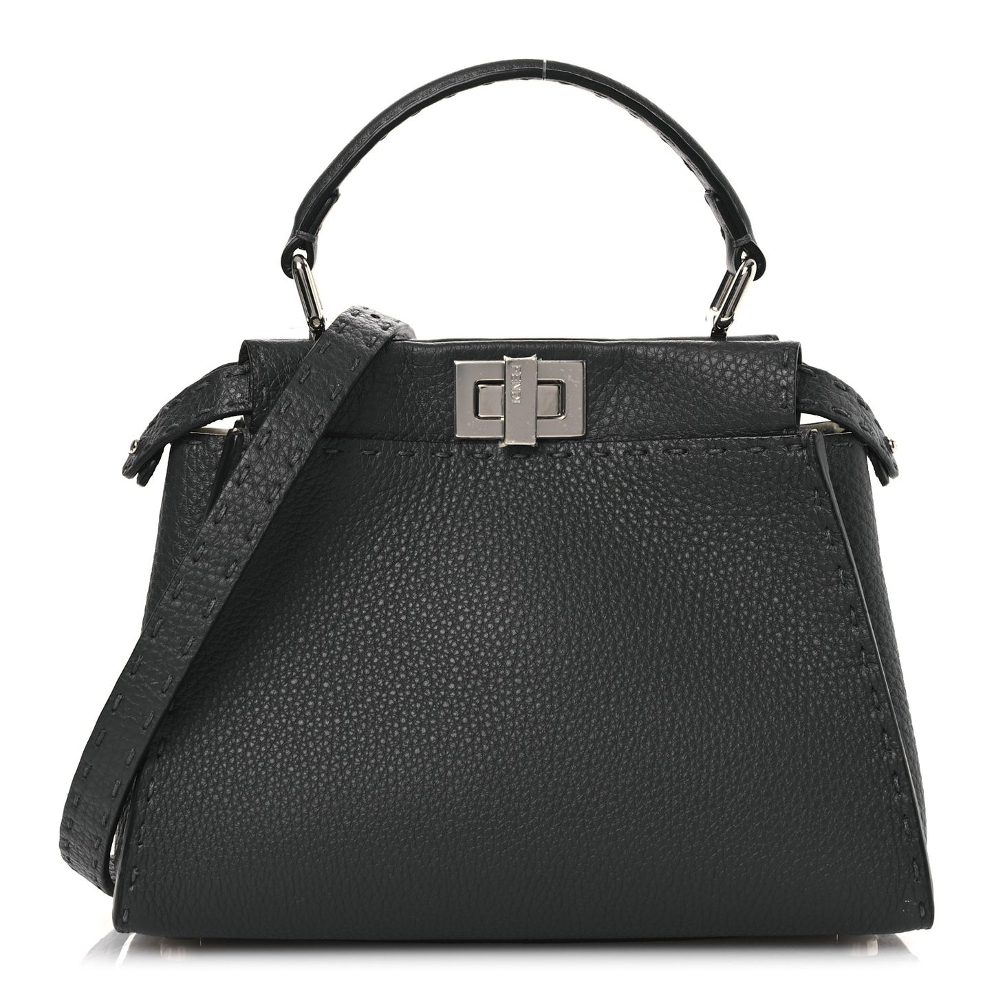 Cuoio Romano Selleria Bi-Color Mini Peekaboo Iconic Satchel Asfalto Latte