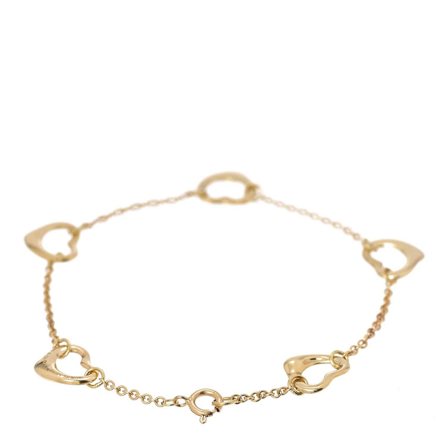Tiffany 18K Yellow Gold Elsa Peretti 5 Open Heart Bracelet 2 of 5