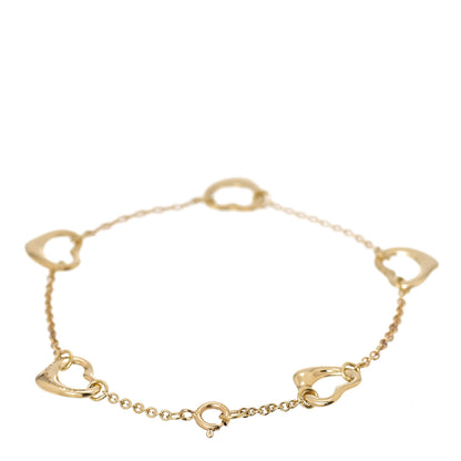Tiffany 18K Yellow Gold Elsa Peretti 5 Open Heart Bracelet 2 of 5