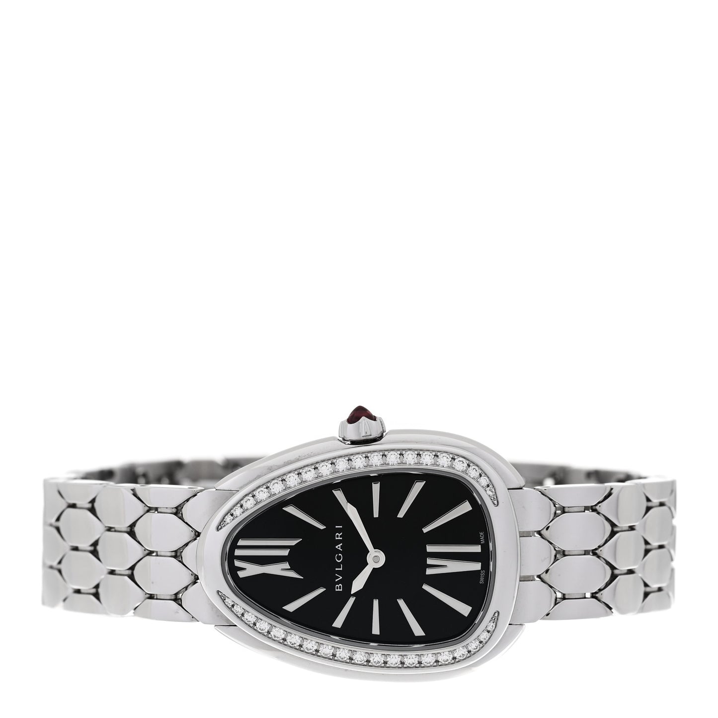 Stainless Steel Diamond Bezel 25mm Serpenti Seduttori Quartz Watch Black