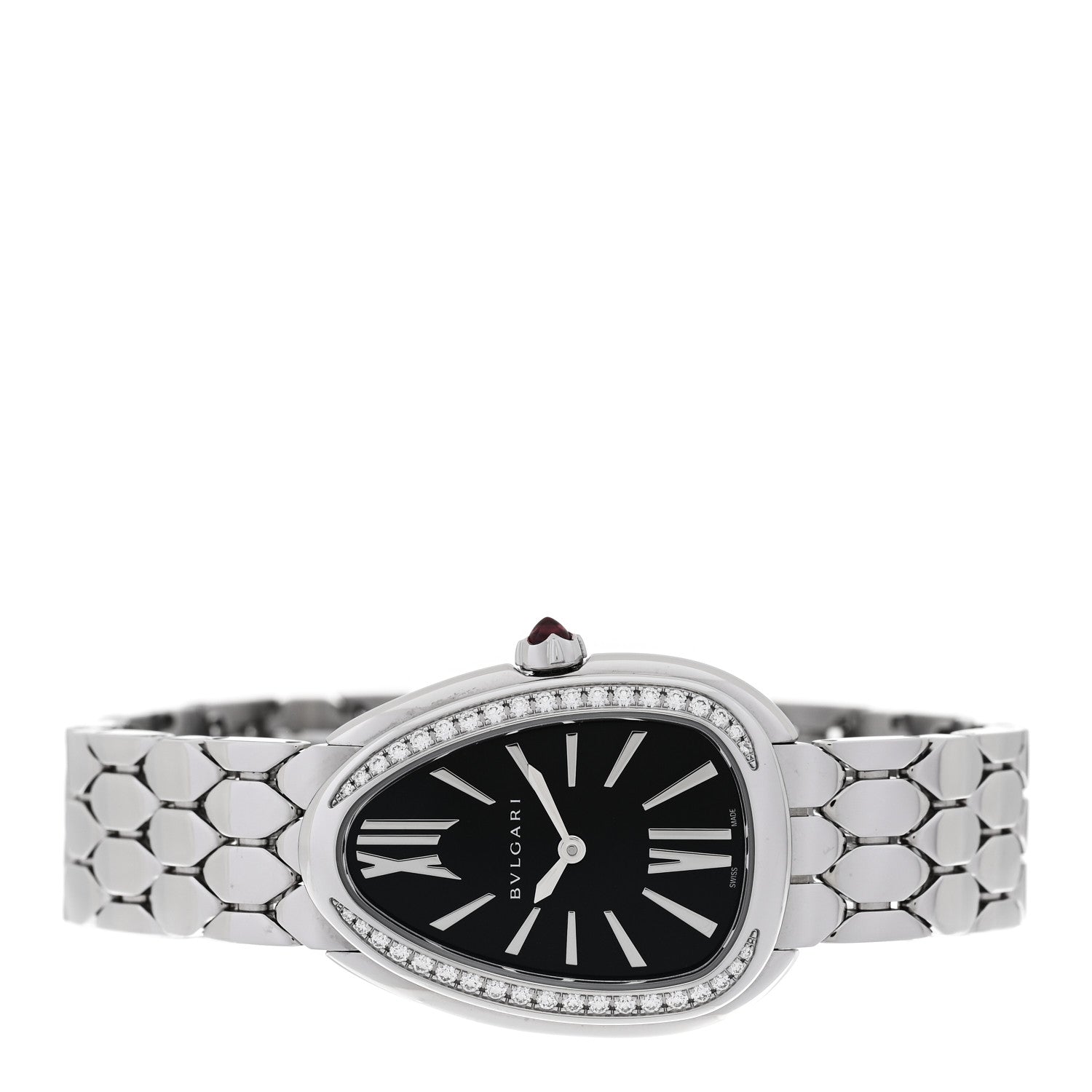 Bulgari Stainless Steel Diamond Bezel 25mm Serpenti Seduttori Quartz Watch Black 2 of 5