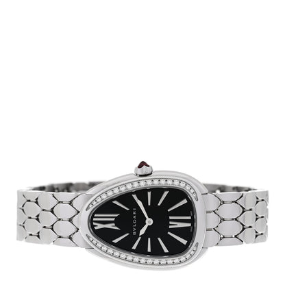 Bulgari Stainless Steel Diamond Bezel 25mm Serpenti Seduttori Quartz Watch Black 2 of 5