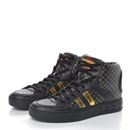Gucci X DAPPER DAN Calfskin Laminated Ayers GG Micro Monogram Womens High Top Sneakers 38 Black 3 of 11