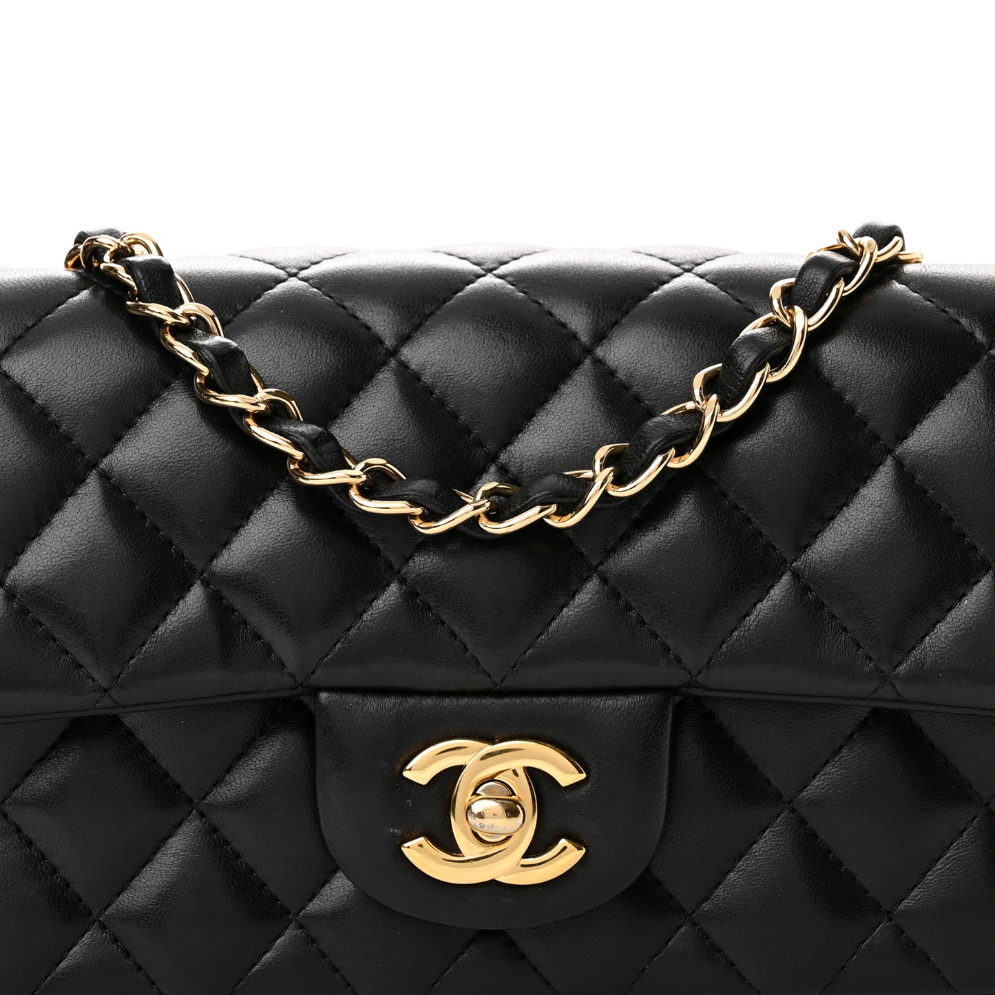 Lambskin Quilted Mini Rectangular Flap Black