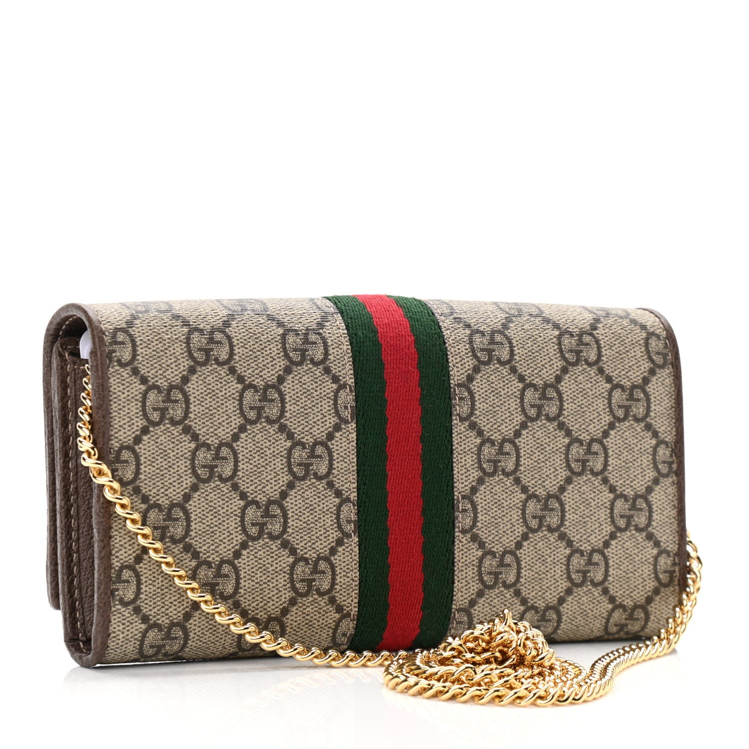 Gucci GG Supreme Monogram Web Ophidia Wallet On Chain Brown 3 of 12