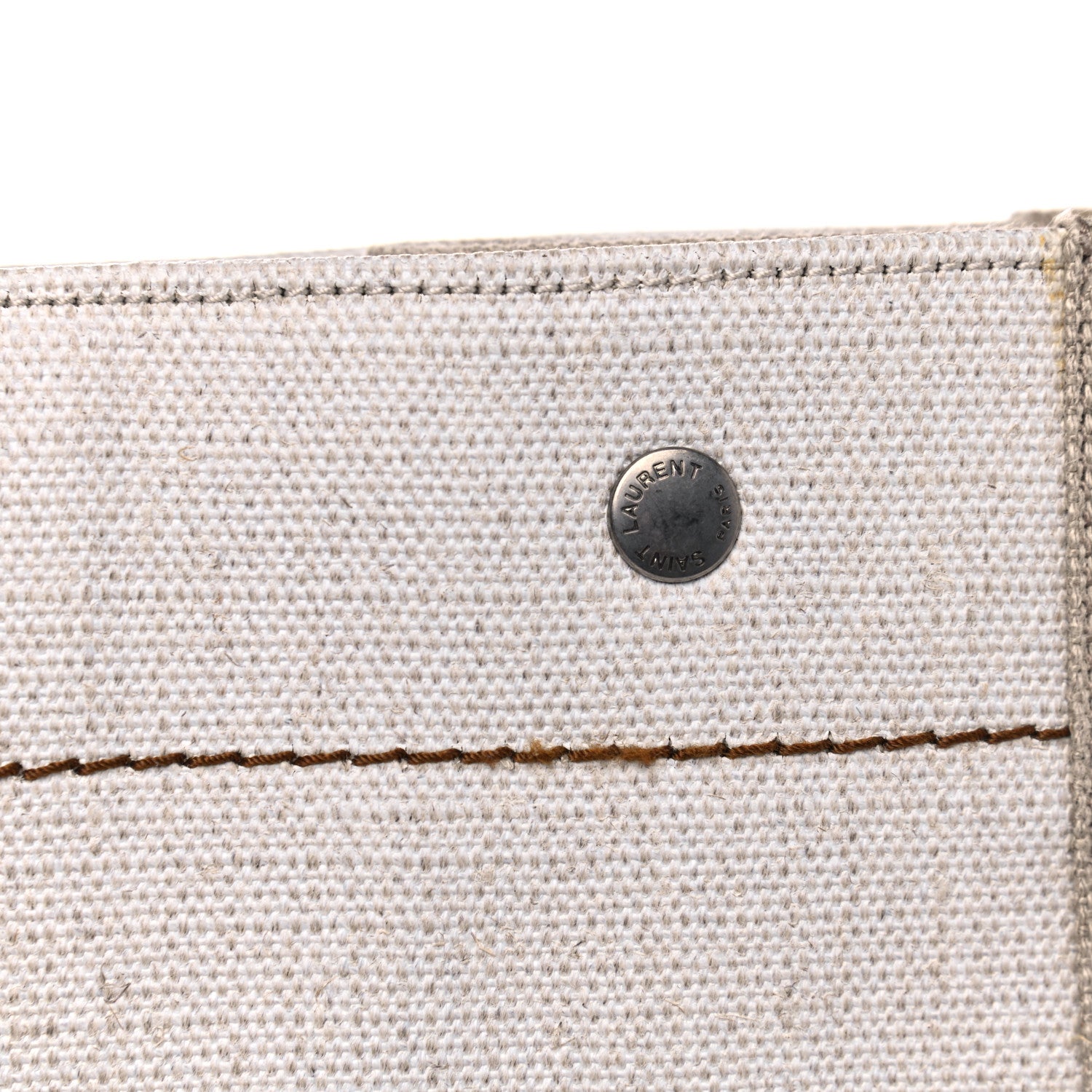 Saint Laurent Linen Calfskin Rive Gauche Tote Optic White 6 of 6