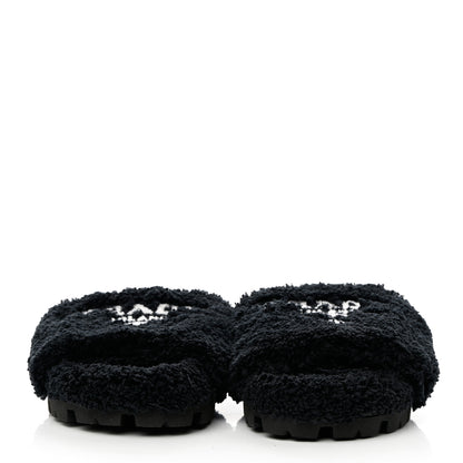 Prada Terry Cloth Logo 20mm Slide Sandals 38 Black White 2 of 8