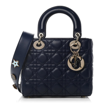 Christian Dior Lambskin Cannage Small Lucky Badges My Lady Dior Navy 1 of 13