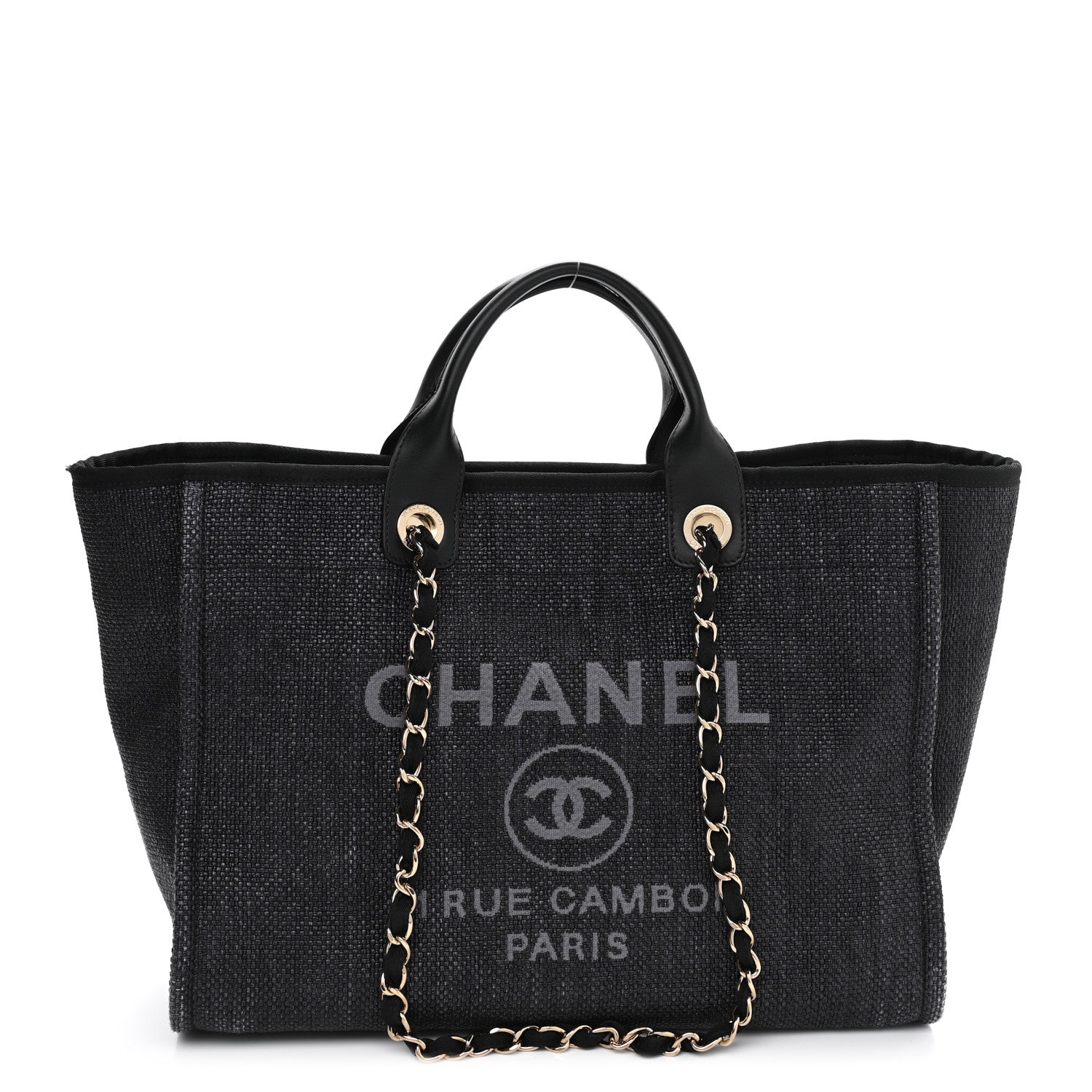 Chanel Woven Straw Raffia Medium Deauville Tote Black 1 of 11