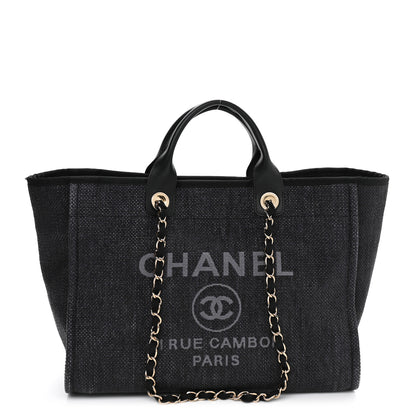 Chanel Woven Straw Raffia Medium Deauville Tote Black 1 of 11