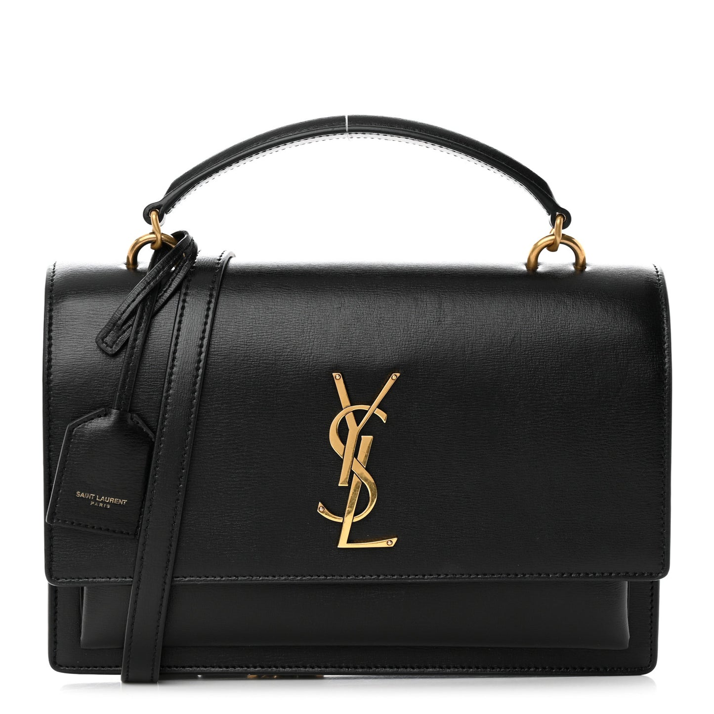 Smooth Calfskin Medium Monogram Sunset Satchel Black