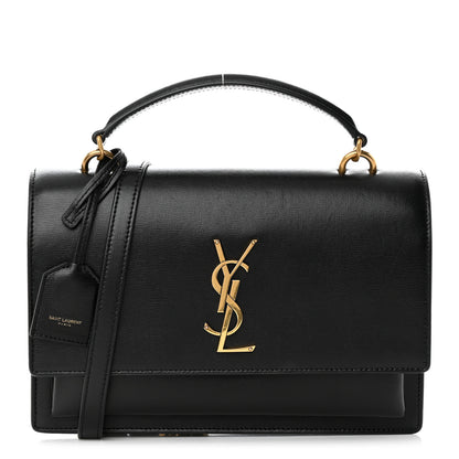 Saint Laurent Smooth Calfskin Medium Monogram Sunset Satchel Black 1 of 17