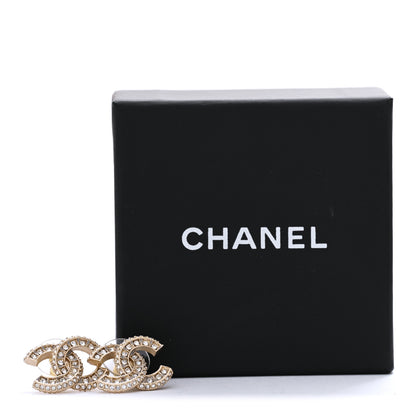 Chanel Crystal Timeless CC Earrings Light Gold 5 of 5