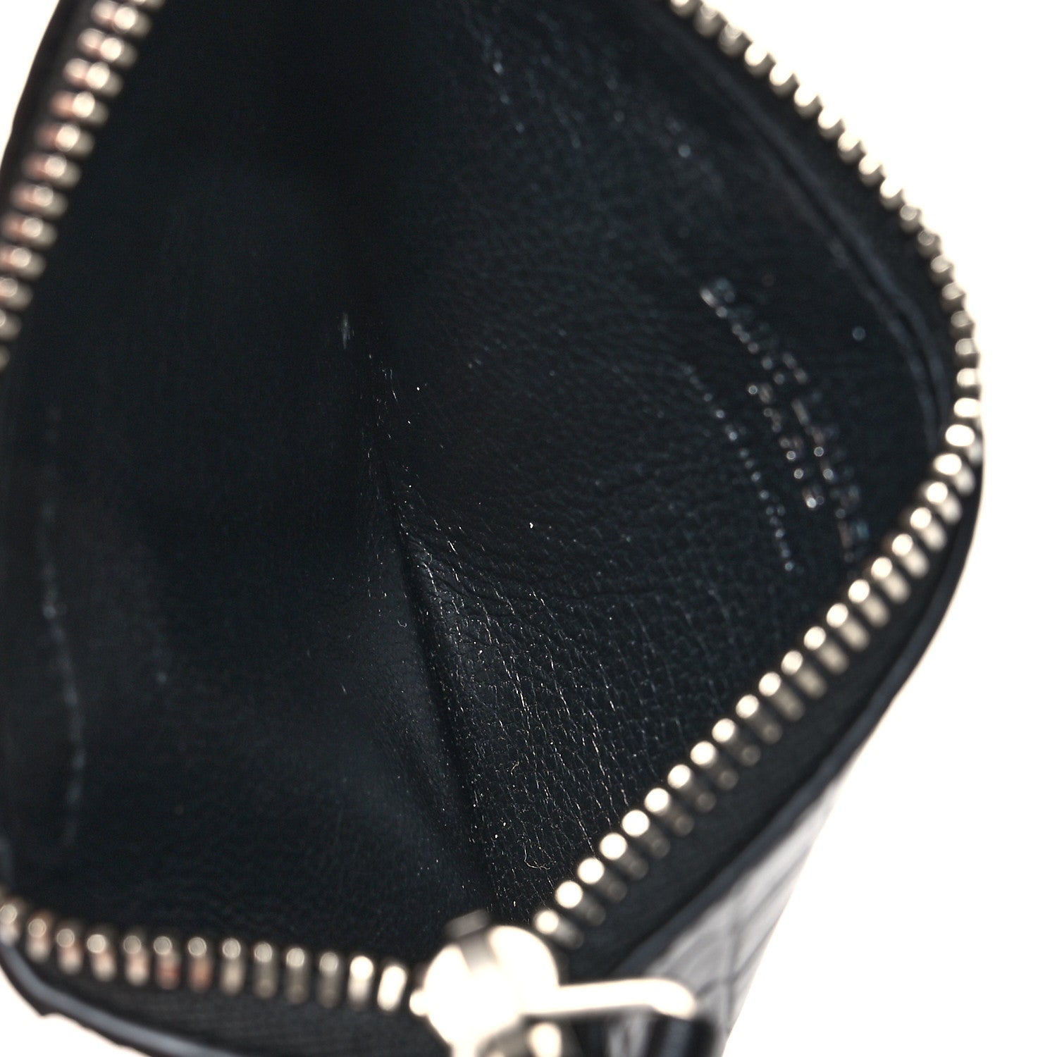 Saint Laurent Calfskin Crocodile Embossed 5 Fragments Zip Pouch Card Holder Black 5 of 10