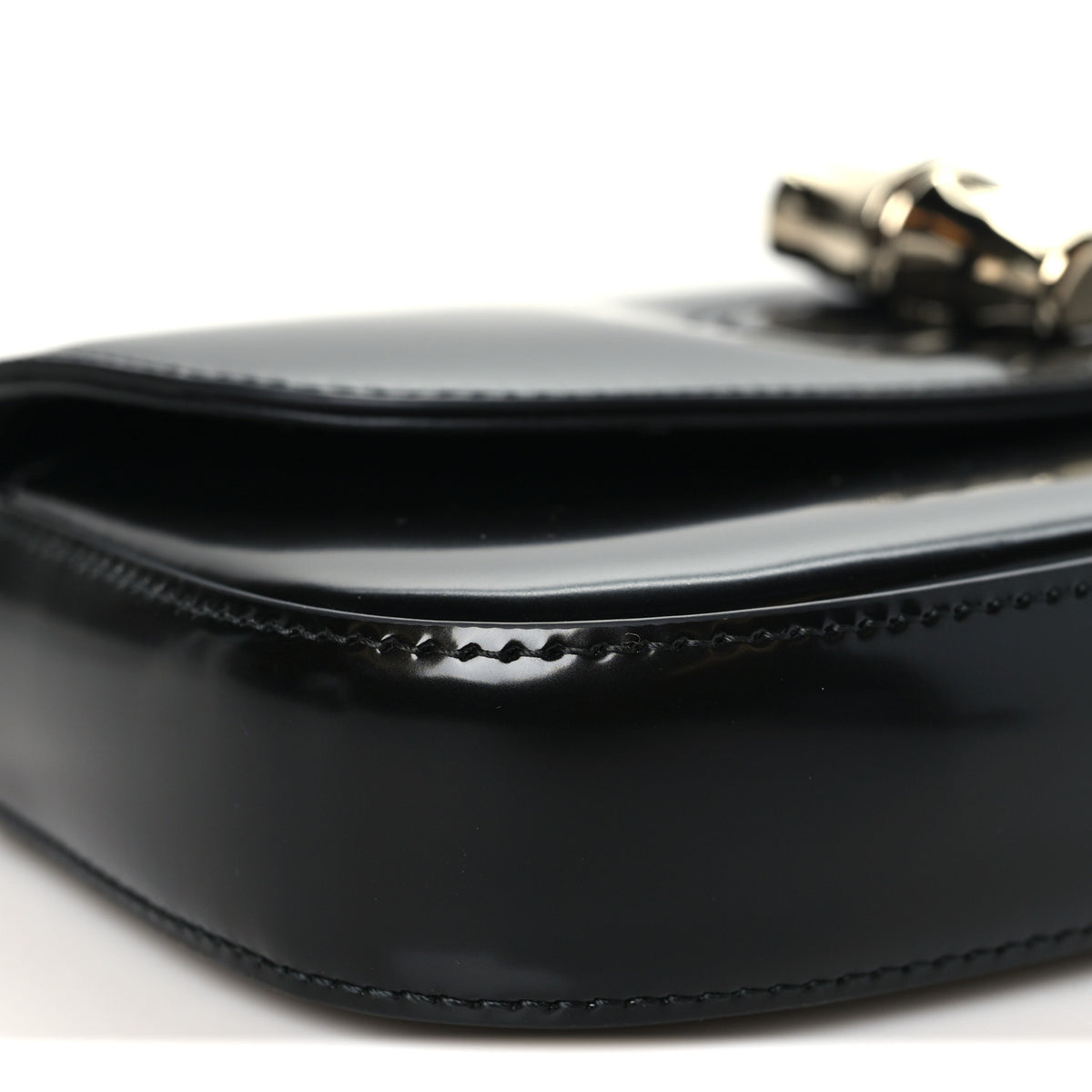 Gucci Shiny Calfskin Small Bamboo Night Bag Black 9 of 11