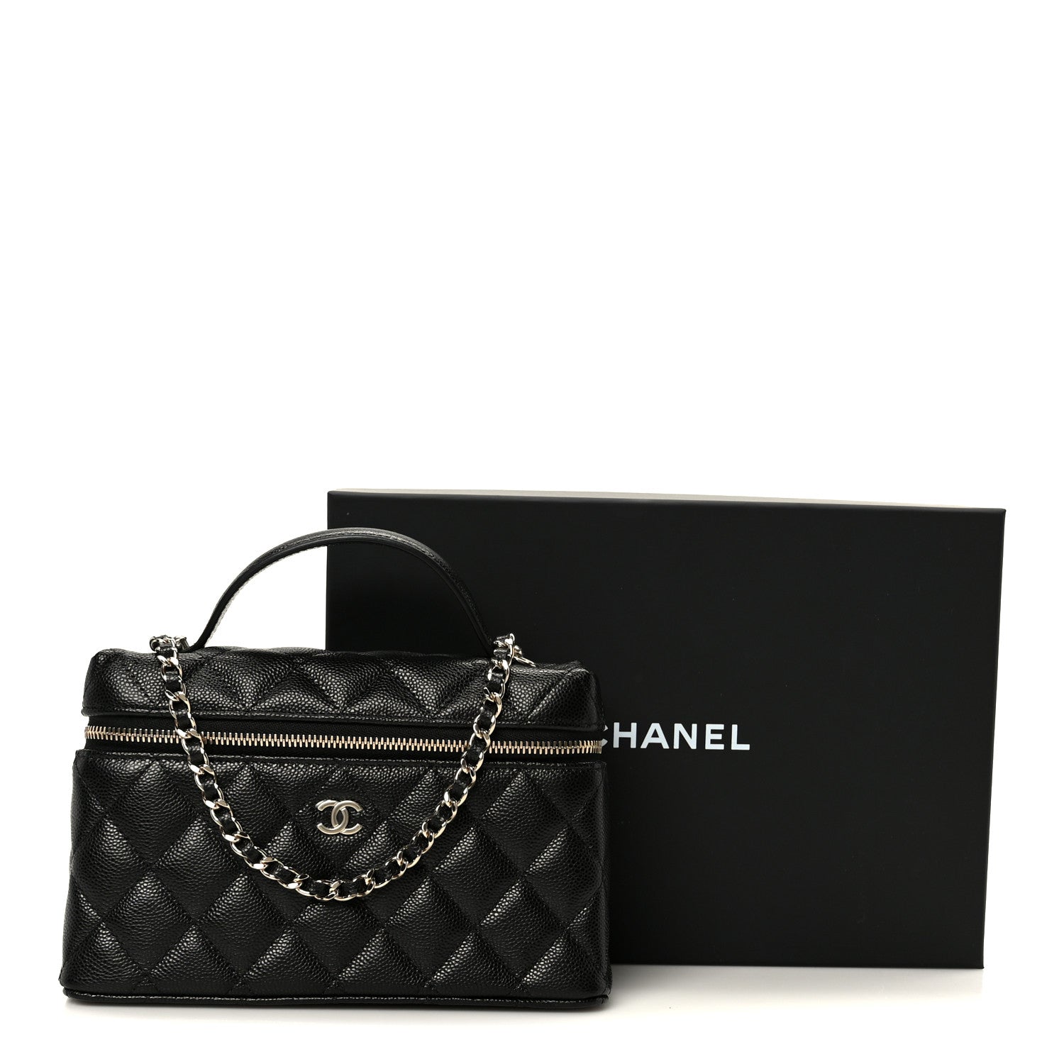 Chanel Caviar Quilted Top Handle Slim Vanity With Chain Black 11 of 11
