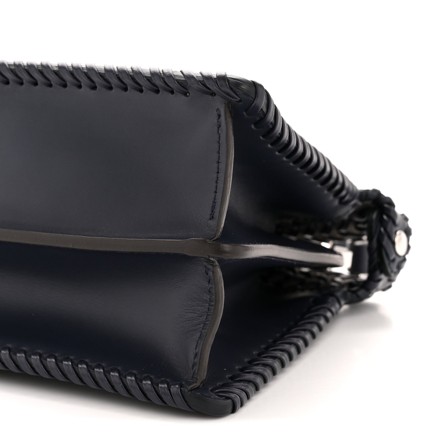 Fendi Vitello King Shiny Nappa Intreccio Petite Peekaboo I SEE U Satchel Midnight 11 of 12