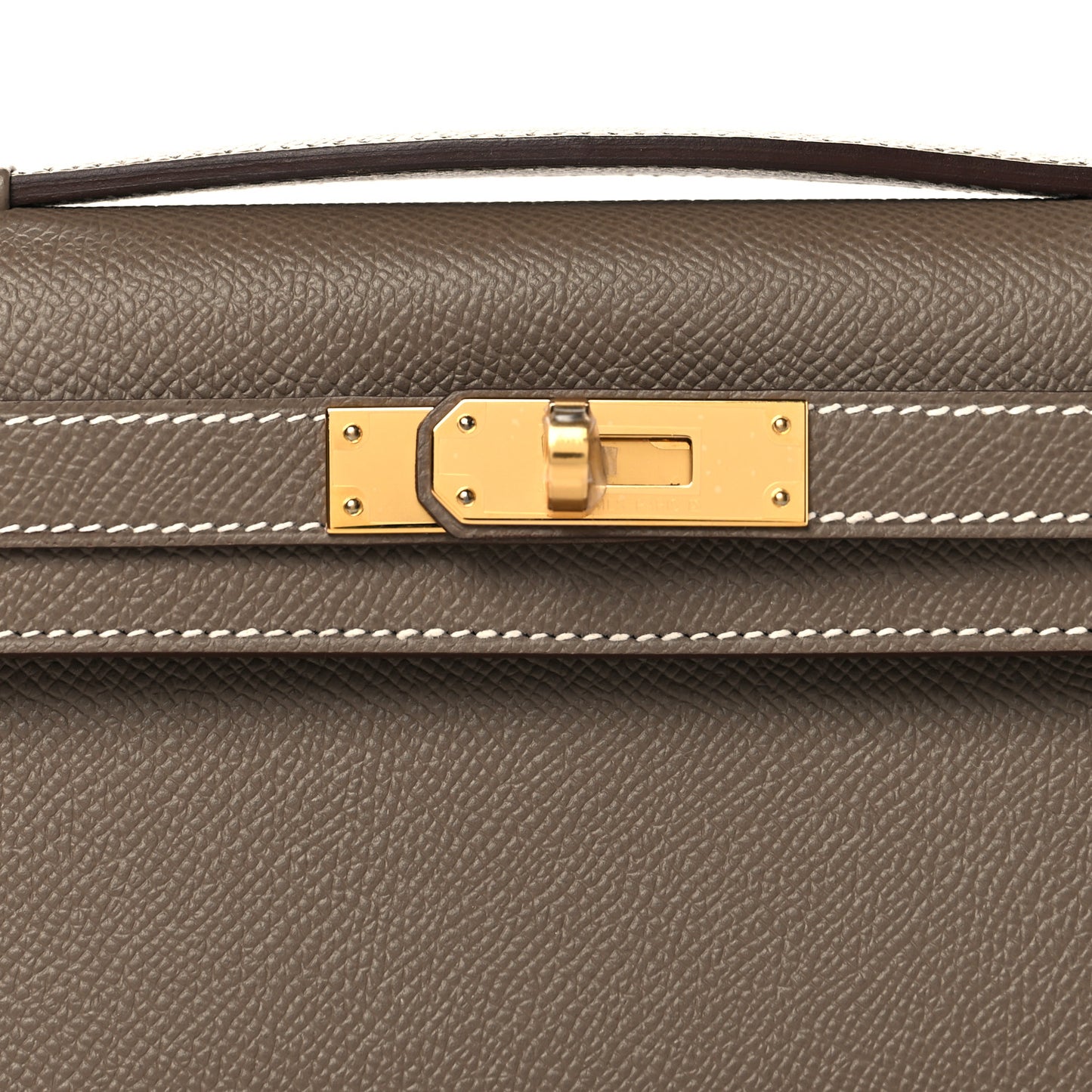 Epsom Kelly Cut Clutch Pochette Etoupe