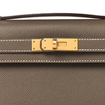 Hermes Epsom Kelly Cut Clutch Pochette Etoupe 8 of 11