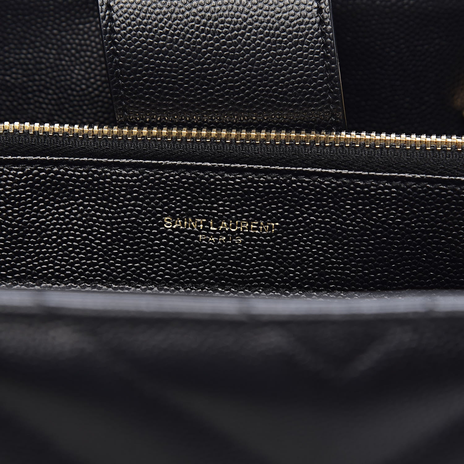 Saint Laurent Grain De Poudre Matelasse Chevron Monogram Shopping Bag Black 6 of 14