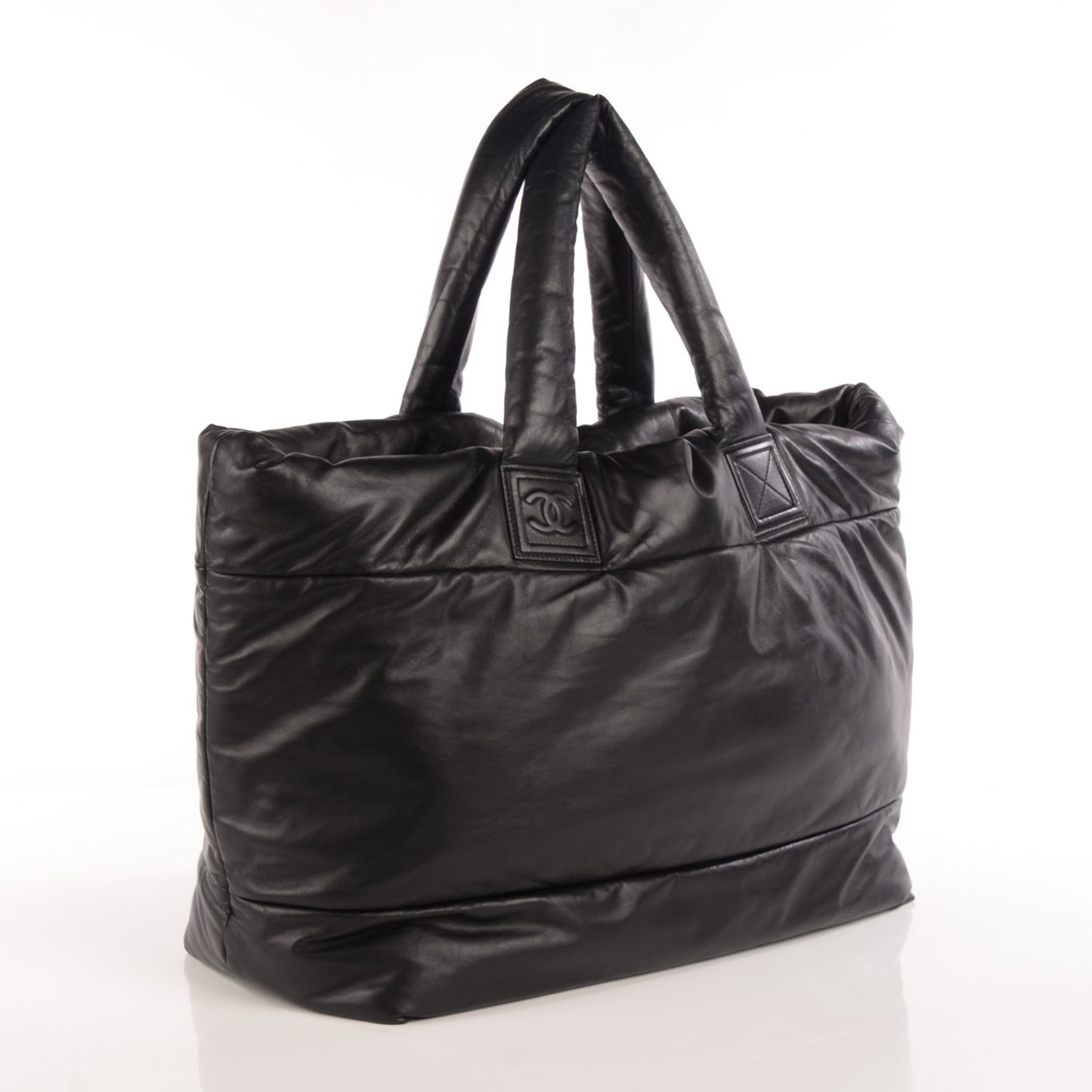 Lambskin Quilted Extra Large Coco Cocoon Reversible Tote Black