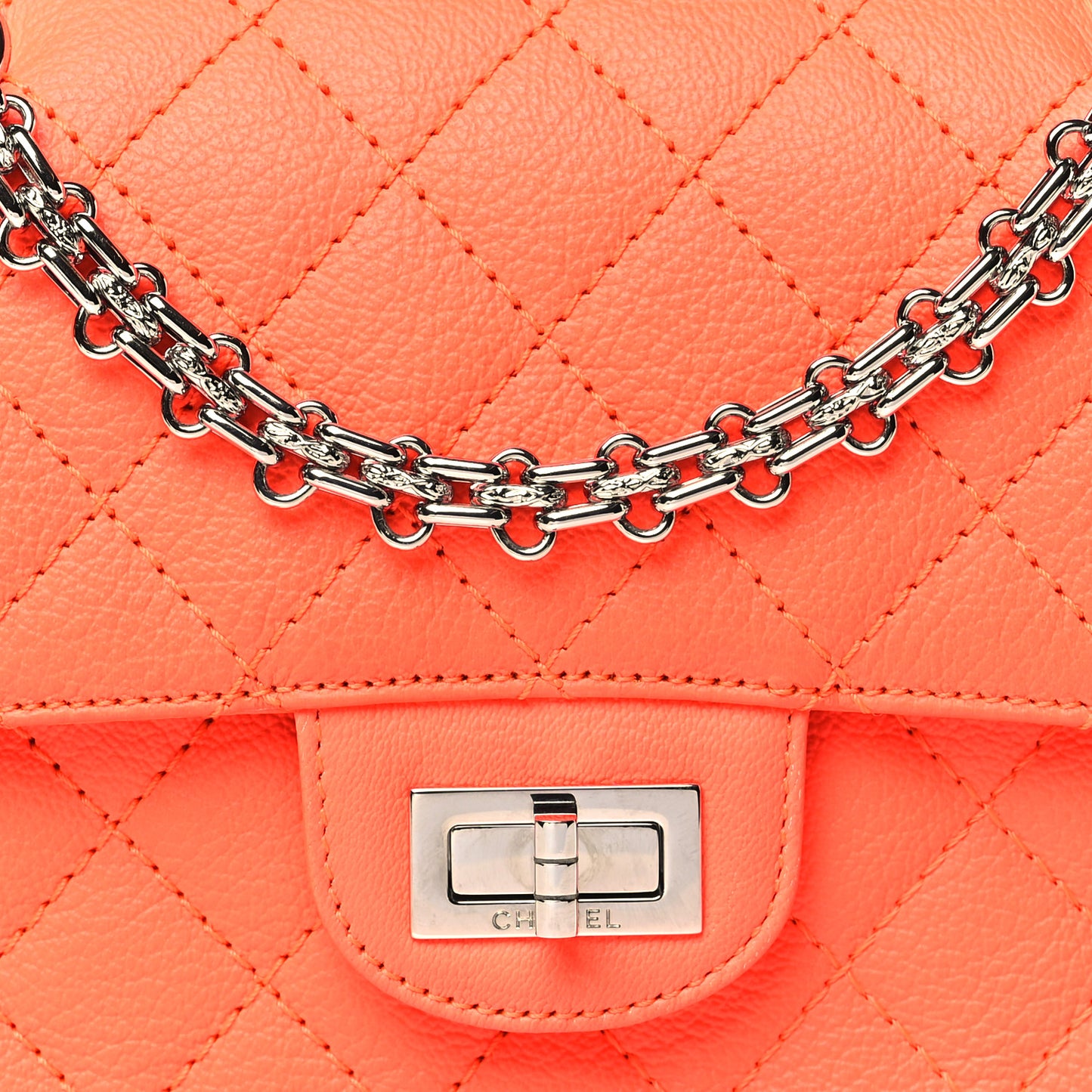 Goatskin Quilted 2.55 Reissue Mini Flap Orange