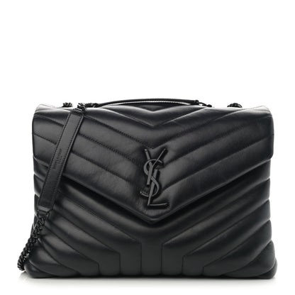 Saint Laurent Calfskin Y Quilted Monogram Medium Loulou Chain Satchel Black 1 of 15