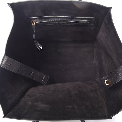 Celine Crocodile Embossed Calfskin Medium Phantom Luggage Black 5 of 14