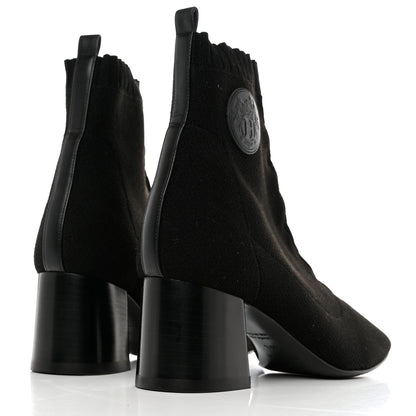 Hermes Knit Calfskin Volver 60 Ankle Boots 39.5 Black 4 of 9