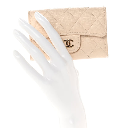 Chanel Caviar Quilted Flap Card Holder Wallet Light Beige 2 of 8