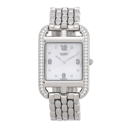 Hermes Stainless Steel Diamond Bezel Mother of Pearl 23mm Cape Cod Quartz Watch 1 of 5