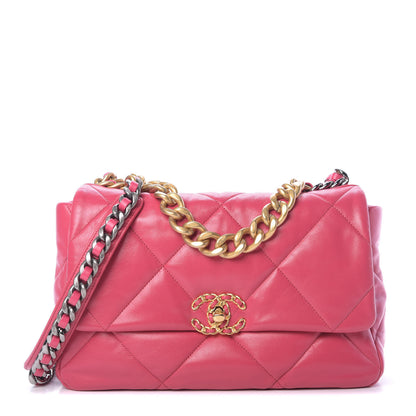 Chanel Lambskin Quilted Large 19 Flap Dark Pink 1 of 10