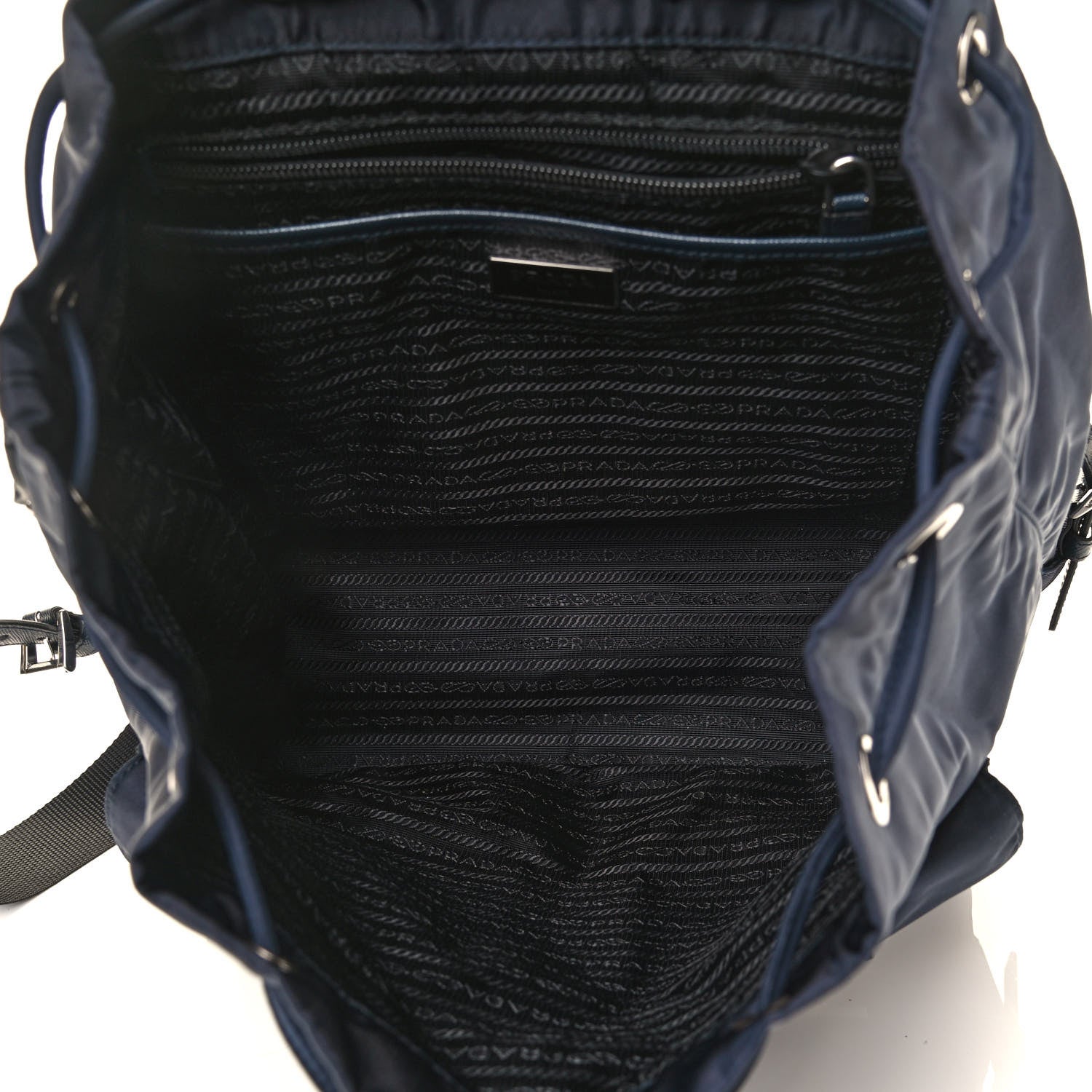 Prada Tessuto Nylon Medium Backpack Blue Black 4 of 4