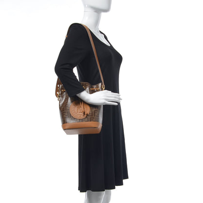 Fendi Glazed Fabric Vitello Grace F is Fendi FF 1974 Stamp Patch Grande Mon Tresor Bucket Bag Mogano Panna Nocciola 2 of 8