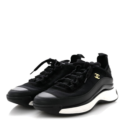 Chanel Velvet Calfskin Mixed Fibers CC Sneakers 41.5 Black 4 of 10