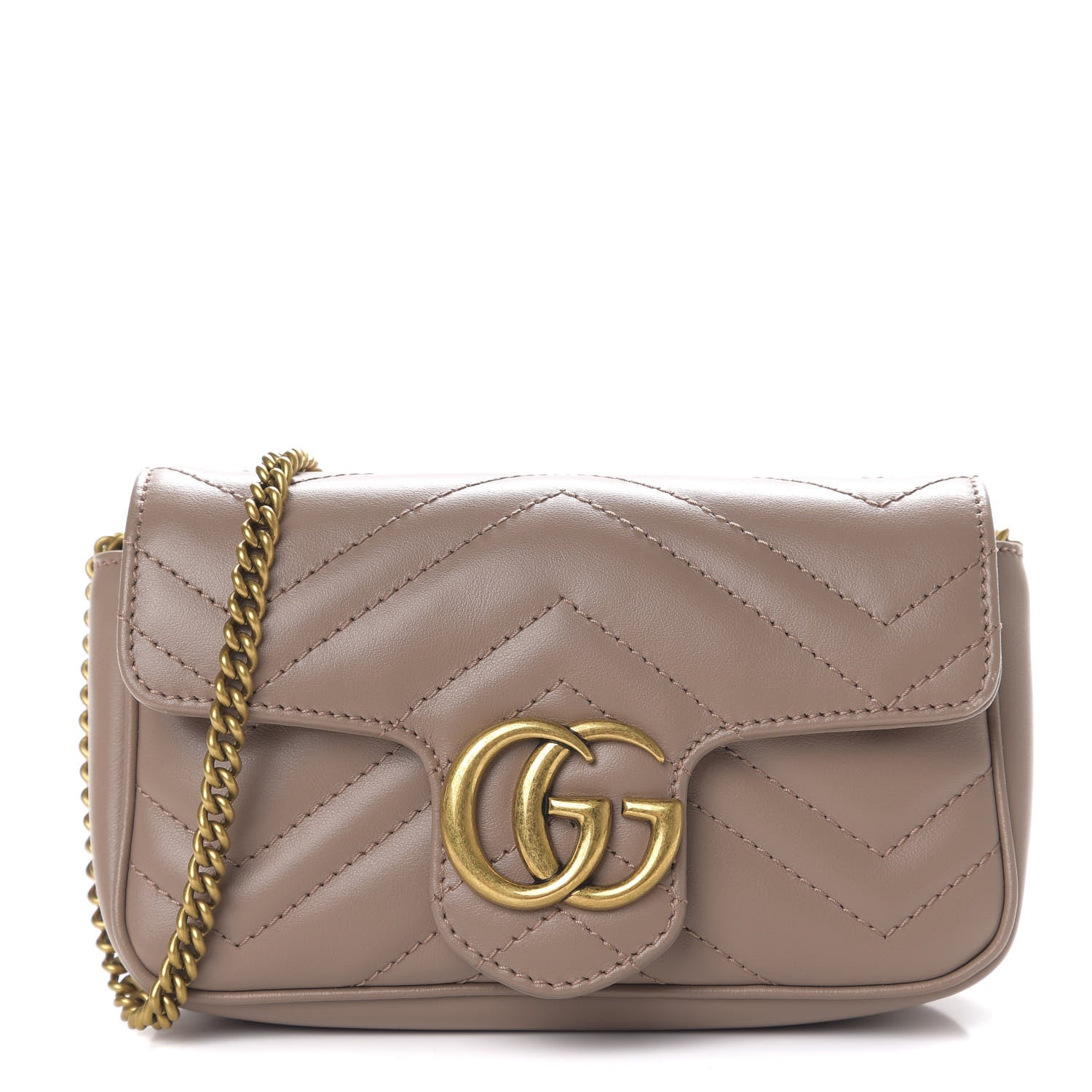 Gucci Calfskin Matelasse Super Mini GG Marmont Shoulder Bag Porcelain Rose 1 of 10