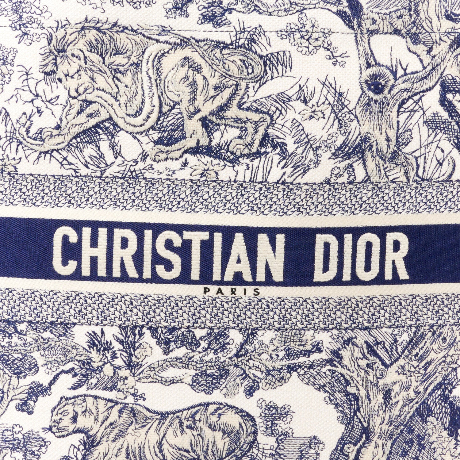 Christian Dior Canvas Embroidered Large Dioriviera Toile De Jouy Book Tote Blue 8 of 10