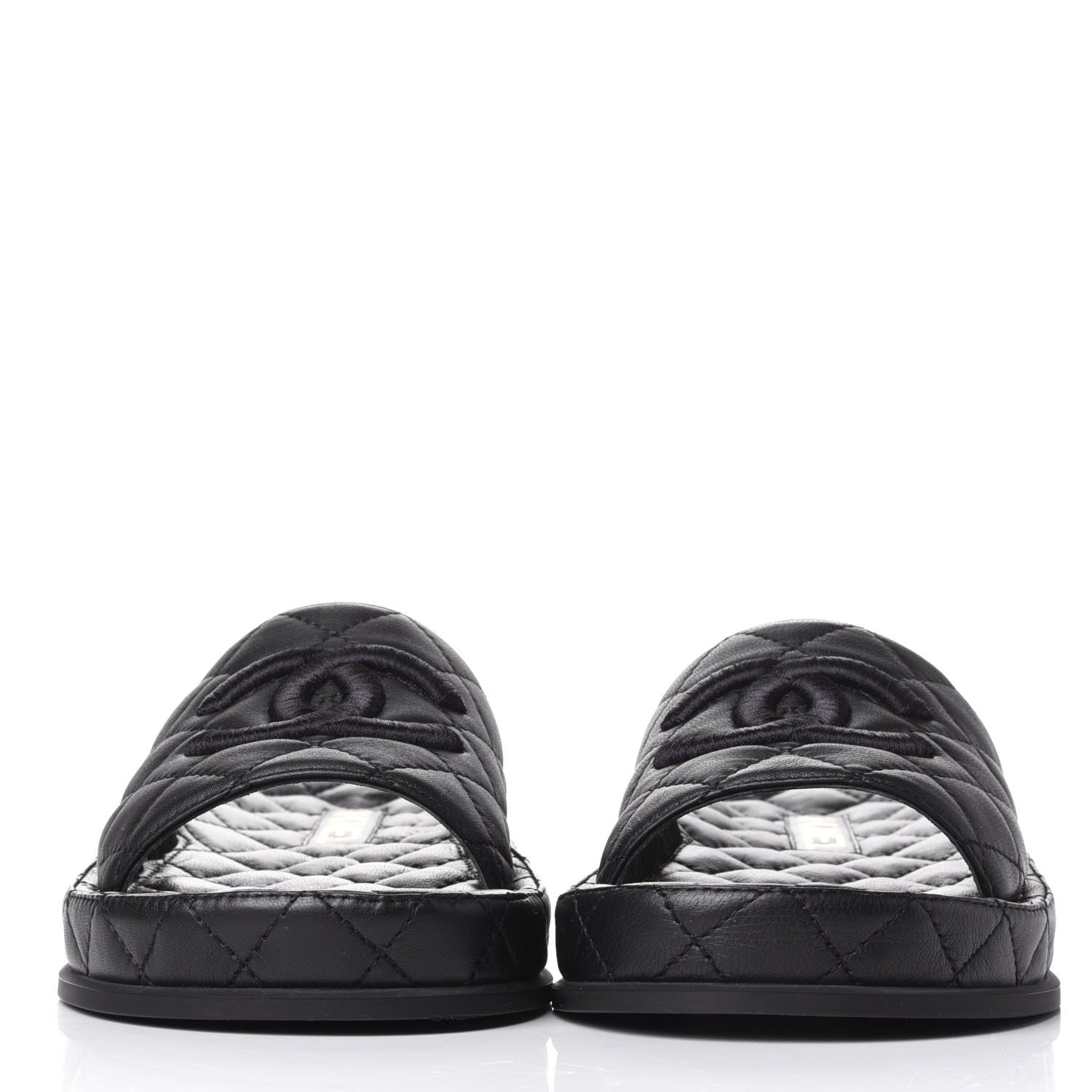 Chanel Lambskin Quilted CC Mules Sandals 37 Black 2 of 11