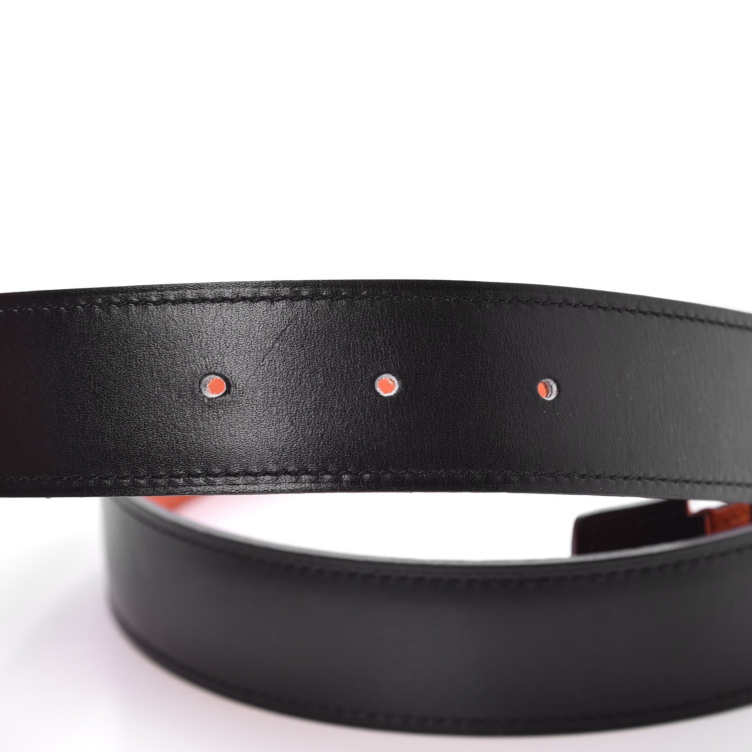 Hermes Box Togo 32mm H Belt 100 Black Orange 6 of 7