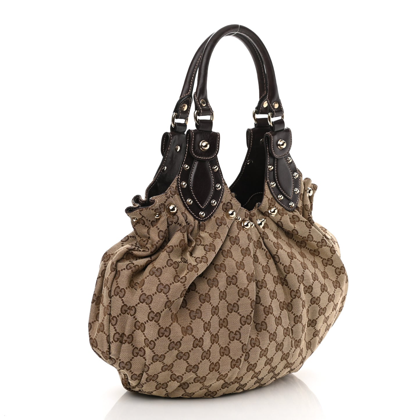 Monogram Studded Medium Pelham Shoulder Bag Dark Brown