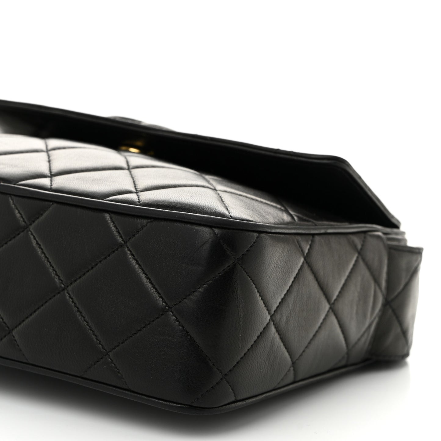 Lambskin Quilted Tassel Flap Camera Case Black