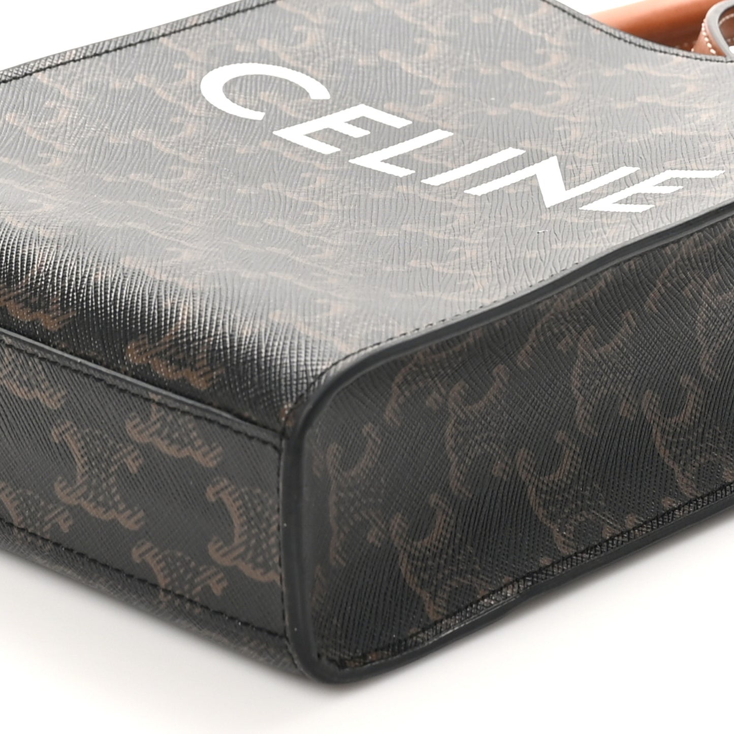 Triomphe Canvas Calfskin Mini Vertical Cabas Tan