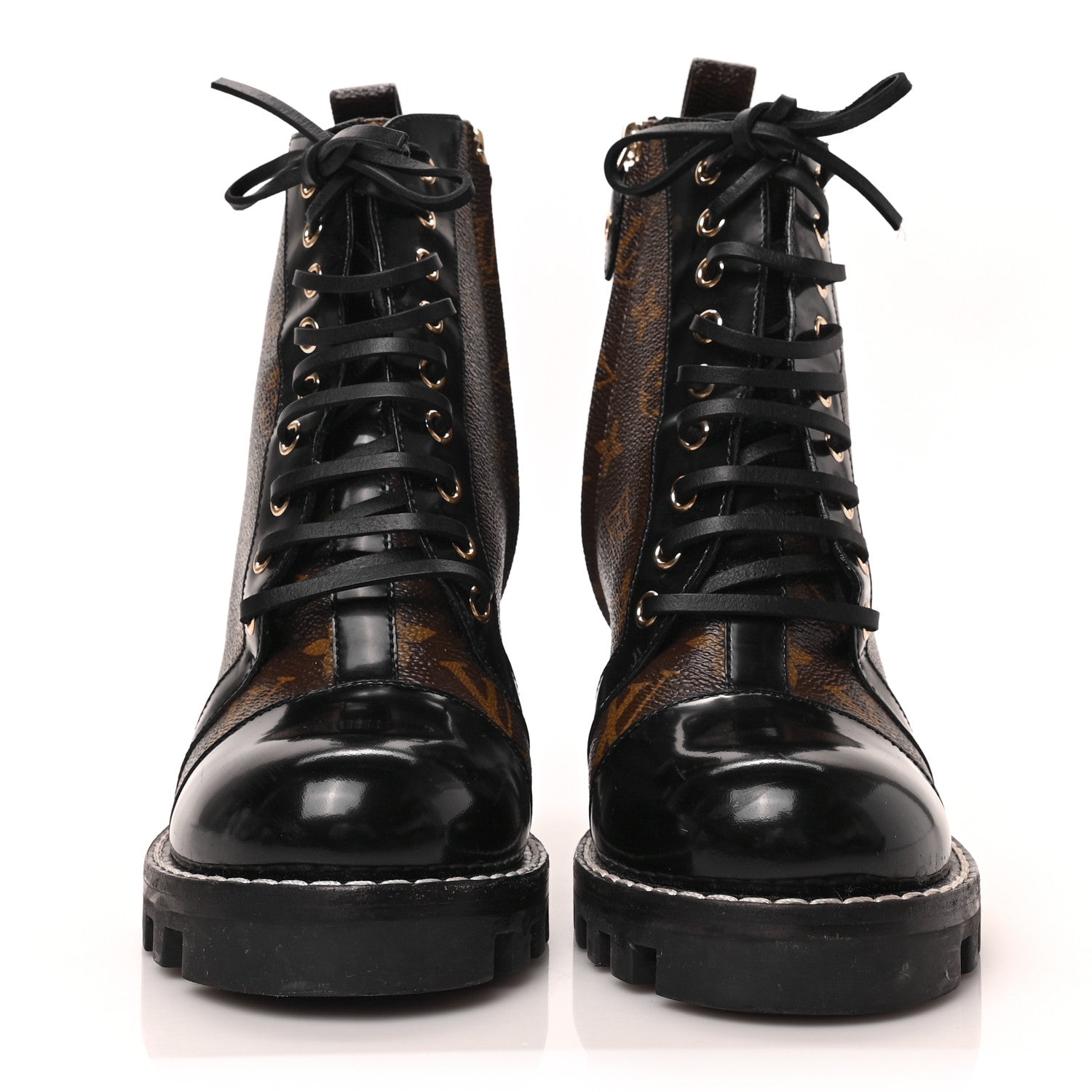 Louis Vuitton Patent Calfskin Monogram Star Trail Ankle Boots 38.5 Black 2 of 6
