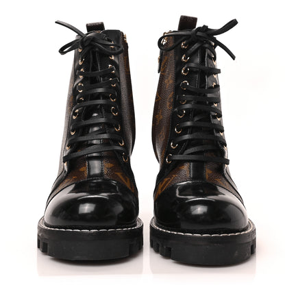 Louis Vuitton Patent Calfskin Monogram Star Trail Ankle Boots 38.5 Black 2 of 6
