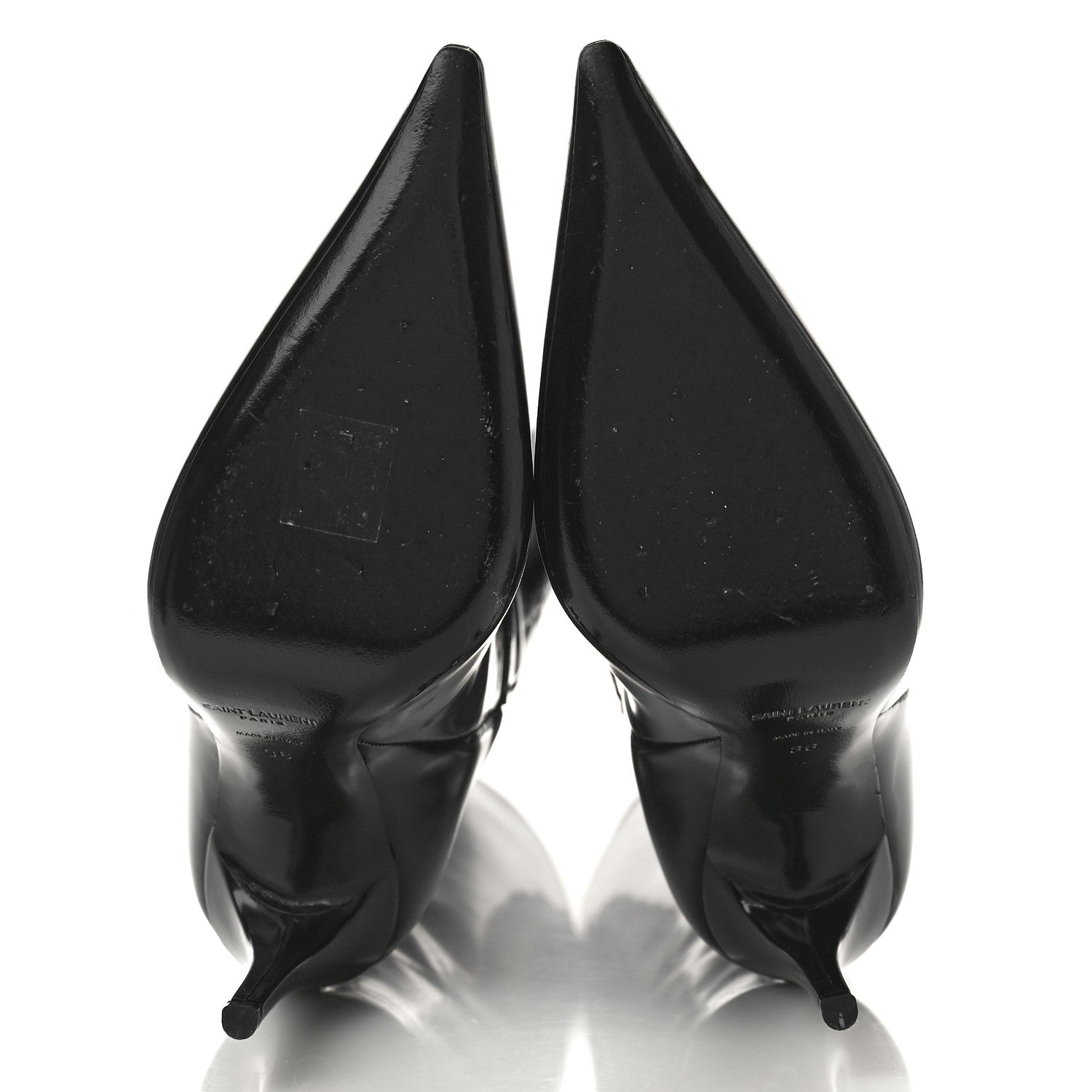 Saint Laurent Glazed Calfskin Vendome 110 Boots 36 Black 10 of 12