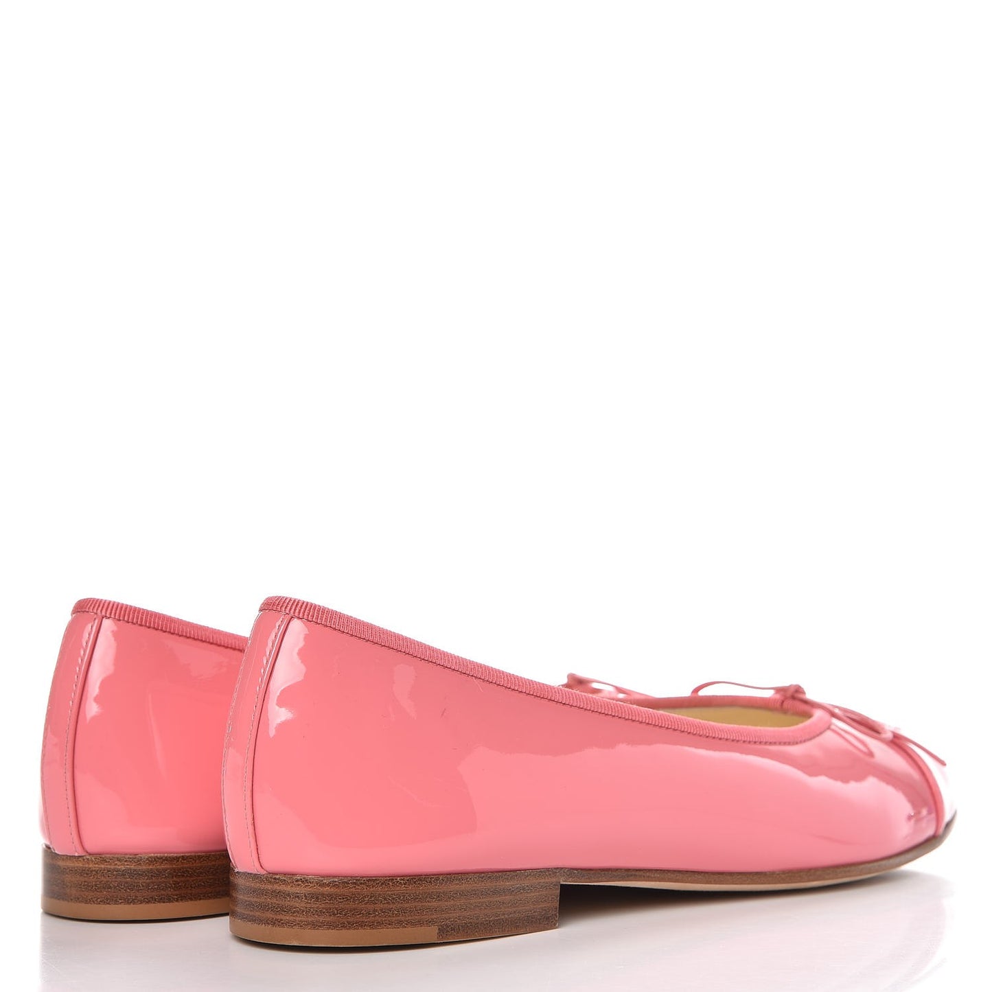 Patent Calfskin CC Cap Toe Ballerina Flats 39.5 Light Pink