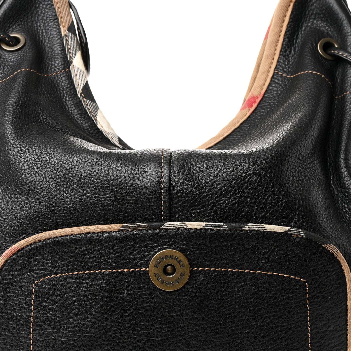 Calfskin Nova Check Trim Hobo Black